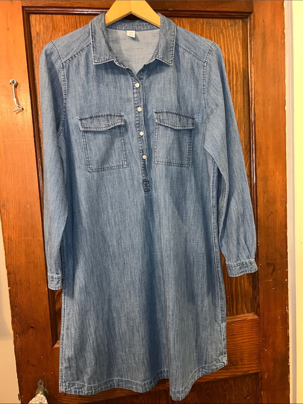 Old Navy: Medium Blue Denim Shirt Dress, Cotton, Size: Large